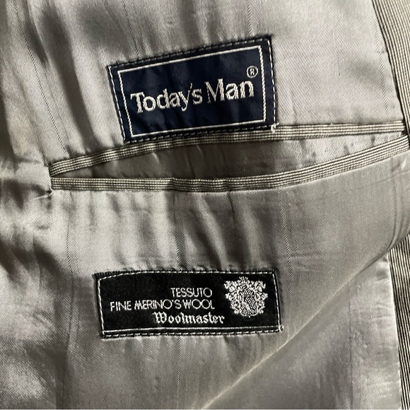 Mens Gian Giacomo Soleri Wool Blazer Size 46 LG Gray Double Breasted Peak Lapel - Picture 5 of 14